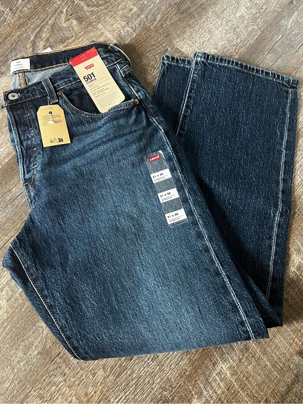 Levi's 501 Straight Leg Jeans in Dark Blue Denim - Picture 1 of 10